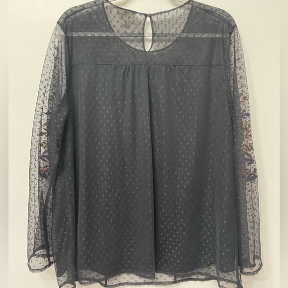 Style & Co Sheer Embroidered Blouse - Picture 2 of 7